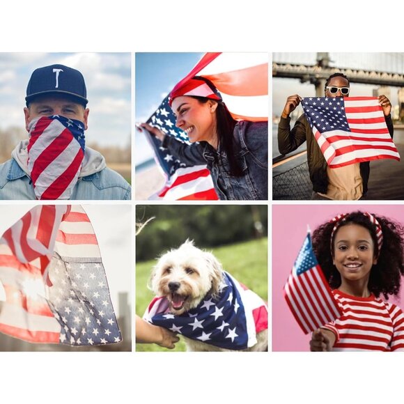 Women's Red White Blue Cotton Bandana Large Cowgirl Handkerchief Headband Scarf - Picture 4 of 7